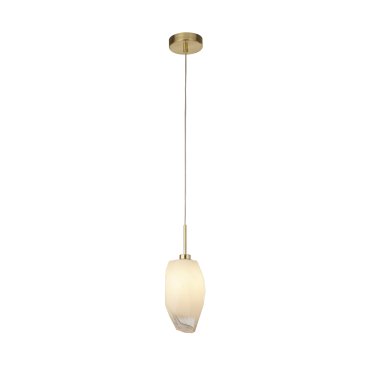 Searchlight Rocky - hanglamp - Ø 11 x 120 cm - satijn messing en wit