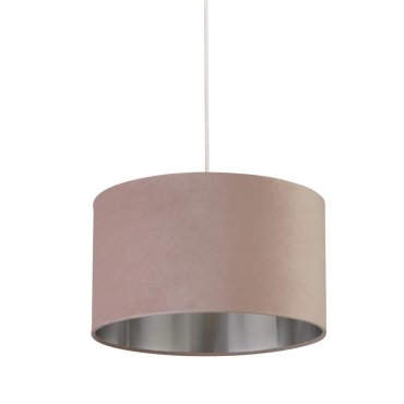 Searchlight Velvet Drum - lampenkap - Ø 38 x 22 cm - roze en zilver