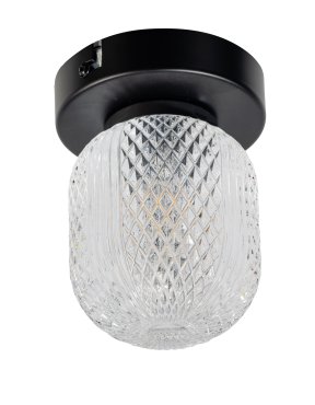 ETH Kristel - plafondlamp - Ø 12 x 15 cm - transparant en zwart