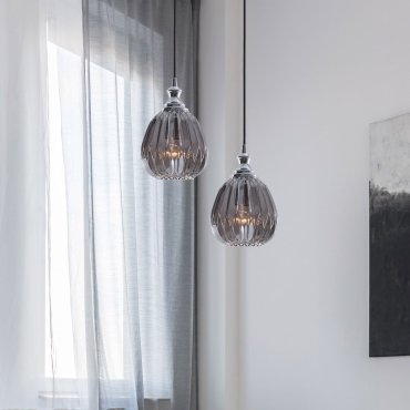 Nova Luce Zarley - hanglamp - Ø 18 x 120 cm - chroom en rookgrijs
