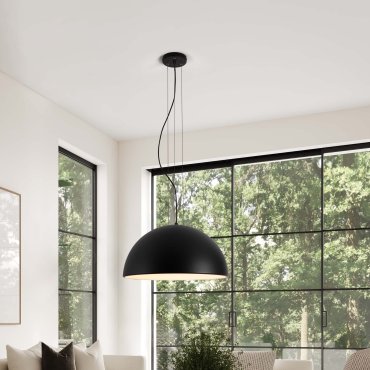 Nova Luce Tholos - hanglamp - Ø 60 x 240 cm - zandzwart en mat wit
