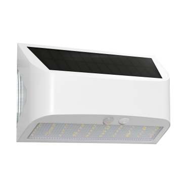 Century Italia Arcadia Max - buiten wandlamp op zonne-energie met sensor - 18 x 6,2 x 11,3 cm - 6W LED incl. - IP65 - wit