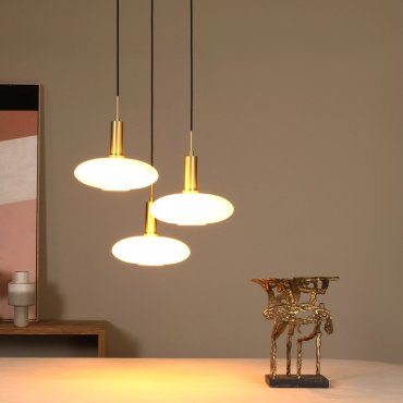 Lucide Singala 3L - hanglamp - Ø 55 x 169 cm - opaal en goud