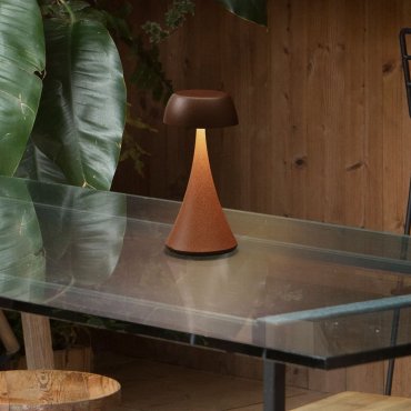 Nova Luce Ycro - oplaadbare tafellamp buiten - Ø 8 x 17,5 cm - 2W dimbare LED incl. - IP54 - corten