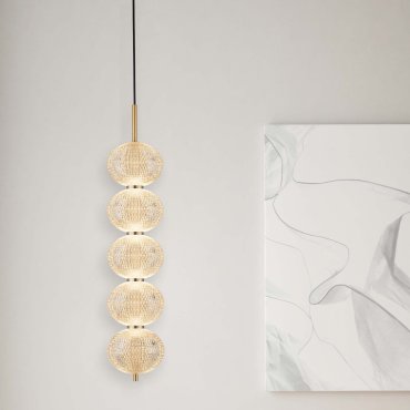 Nova Luce Klelia - hanglamp - Ø 15 x 150 cm - 30W dimbare LED incl. - messing goud