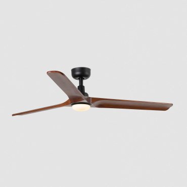 Faro Heywood L - plafondventilator met licht - Ø 132 cm - mat zwart en donker walnoot