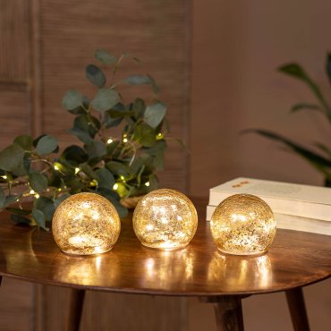 SHOWROOMMODEL - New Garden Lua - decoratieve set lichtballen - 3 stuks - Ø 10 cm - goud