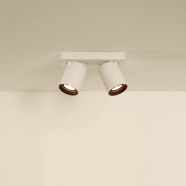 Lucide Nigel - opbouwspot - 20 x 10 x 11,3 cm - 2 x 5W dimbaar incl.- dim tot warm - wit