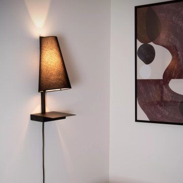 Lucide Gregory - bedlamp met USB-poort - 19,8 x 18 x 45 cm - zwart