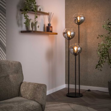 Vico Bubble Shaded 3L - vloerlamp - Ø 46 x 162 cm - zwart