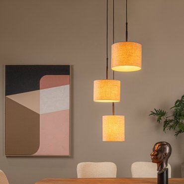 SHOWROOMMODEL - Lucide Maya - hanglamp 3L - Ø 46 x 177 cm - beige