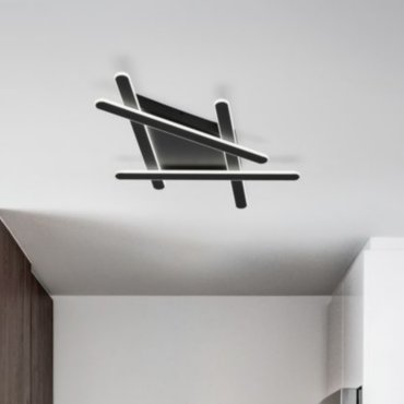 Nova Luce Willow - plafondlamp - 75 x 59 x 5,6 cm - 60W dimbare LED incl. - zandzwart