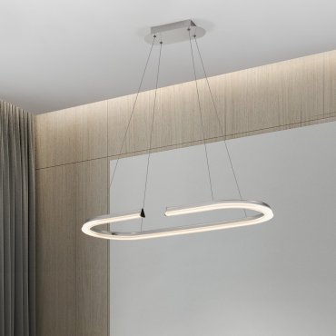 Nova Luce Elmo - hanglamp - Ø 90 x 125 cm - 48W dimbare LED incl. - chroom roestvrij staal