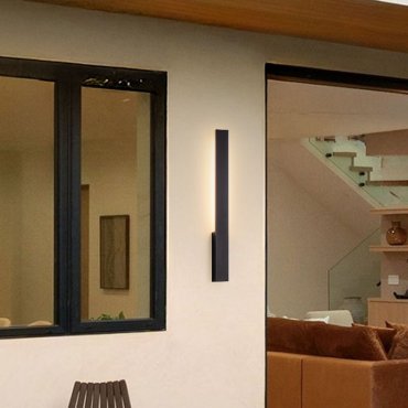 Nova Luce Isos - buiten wandverlichting - 5,3 x 61 x 6 cm - 6W LED incl. - IP65 - zandzwart