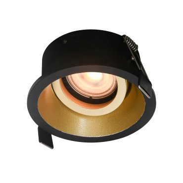 Artdelight Roura - kantelbaar inbouwspot - Ø 90 mm, Ø 82 mm inbouwmaat - zwart en goud