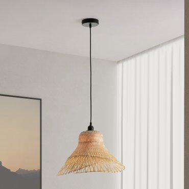 Nova Luce Aura - hanglamp - Ø 45 x 150 cm - rotan en zandzwart