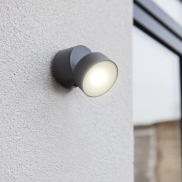 Lutec Trumpet - buiten wandverlichting - 8,7 x 8,5 x 10 cm - 6,7W LED incl. - IP54 - houtskool grijs