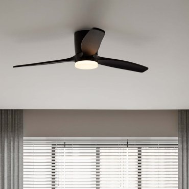 Nova Luce Aloa - plafondventilator met licht en afstandsbediening - Ø 132 x 27,5 cm - 18W LED incl. - zandzwart en zwart hout