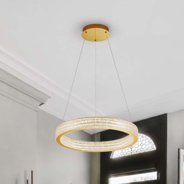 Nova Luce Kinara - hanglamp - Ø 60 x 150 cm - 70W dimbare LED incl. - goud
