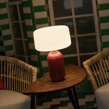 New Garden Phoebe 45 - oplaadbare tafellamp op zonne-energie en op batterijen met afstandsbediening - Ø 27,8 x 40,7 cm - RGB + wit 5W LED incl. - IP65 - bordeauxrood