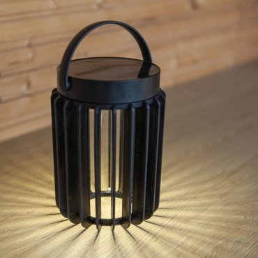 Lutec Kozy - buiten tafellamp op zonne-energie  - Ø 13,7 x 18,6 cm - 2,8W LED incl. - IP44 - zwart