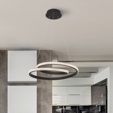 Nova Luce Grania - hanglamp - Ø 55 x 120 cm - 25W dimbare LED incl. - zand zwart
