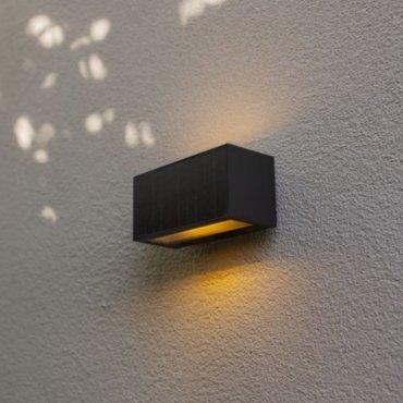 Lutec Inka - hybride buiten wandlamp - 18 x 8 x 8,9 cm - 9W LED incl. - IP44 - donker grijs