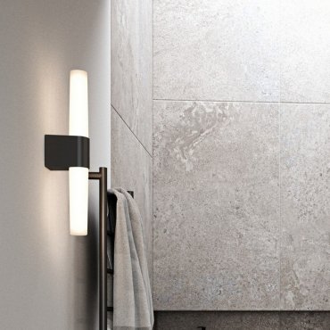 Nordlux Helva Double Basic - wandverlichting - 10,6 x 5,7 x 42,5 cm - 9W LED incl. - IP44 - zwart