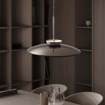 Nova Luce Esti - hanglamp - Ø 50 x 240 cm - 21W dimbare LED incl. - geborsteld nikkel en donkerbruin glas