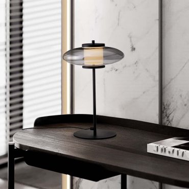 Nova Luce Ballet - tafellamp - Ø 26 x 40 cm - 8W dimbare LED incl. - zandzwart en rokerig grijs