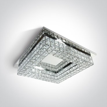 ONE Light Glass Stone Series - plafondverlichting - 42 x 42 x 10,5 cm - 24W LED incl. - chroom