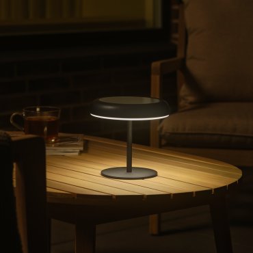 Nordlux Elmer Solar - buiten tafellamp op batterijen - Ø 13 x 17 cm - 3 stappen dimbare - 2W LED incl. - IP44 - zwart