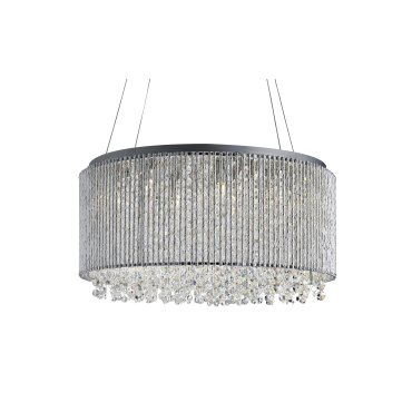 Searchlight Beatty - hanglamp - Ø 41 x 142 cm - chroom en transparant