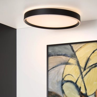 Lucide Nuria - plafondverlichting - Ø 50 x 7,5 cm - 36W LED incl. - 3 stappen dimbaar - zwart