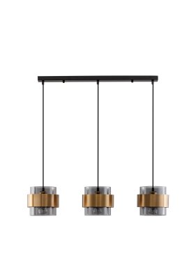 Nova Luce Sianna - hanglamp - 82 x 18 x 140 cm - gerookt en goud
