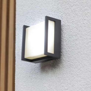 Lutec Qubo - buiten wandverlichting - 14 x 7,2 x 14 cm - 9,5W LED incl. - IP54 - donkergrijs