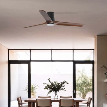 Faro Heywood Tub L - plafondventilator met licht - Ø 132 - mat zwart en walnoot