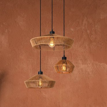 Lucide Yunkai - hanglamp - Ø 60 x 145 cm - hout
