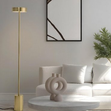Nova Luce Thea - vloerlamp - Ø 20 x 135 cm - 17W  LED incl. - messing goud