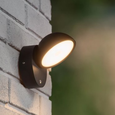 Lucide Finn - buiten wandlamp met sensor - 13,5 x 11 x 13,2 cm - 12W LED incl. - IP54 - zwart