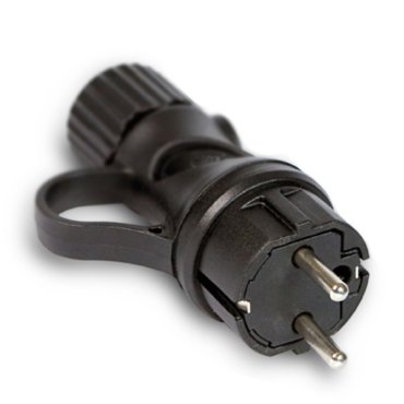 Creative Cables Schuko Eiva - stekker met ring - 6,2 x 4,2 x 9,6 cm - 230V - IP44 - zwart