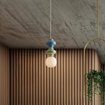Nova Luce Clio - hanglamp - Ø 18 x 215 cm - groen, blauw, wit en opaalglas