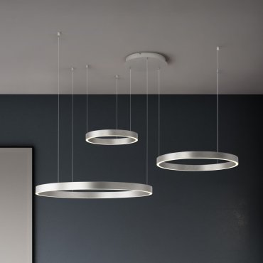 Nova Luce Elowen - hanglamp - 148 x 250 x 106 cm - 181W dimbare LED incl. - geborsteld champagnezilver