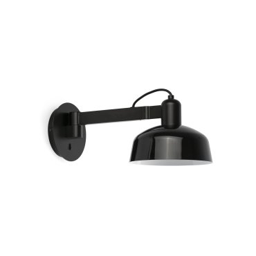 Faro Tatawin - wandlamp - Ø 18,4 x 38 x 15 cm - satijnzwart en glanszwart