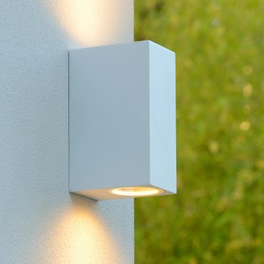 Lucide Zora 2 - buiten wandlamp - 6,5 x 9 x 15 cm - 2 x 5W dimbare LED incl. - IP44 - wit