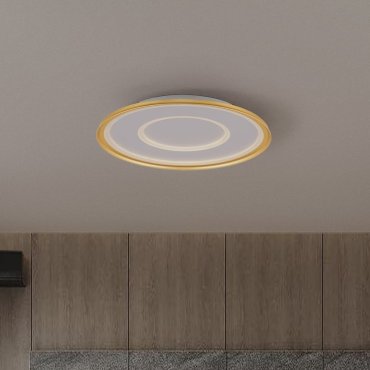 Nova Luce Figin - plafondlamp met afstandsbediening- Ø 60 x 6,5 cm - 49W dimbare LED incl. - zandgoud