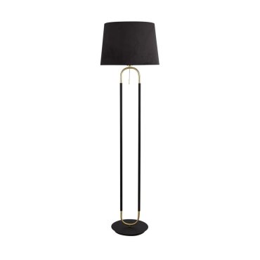 Searchlight Jazz - vloerlamp - Ø 45 x 161 cm - mat zwart en satijn messing
