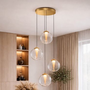 Nova Luce Galeo - hanglamp - Ø 56 x 179 cm - 25W dimbare LED incl. - zandgoud