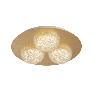 Searchlight Celestia - plafondverlichting - Ø 35 x 7,7 cm - 3 stappen dimmer - 20W LED incl. - goud en transparant
