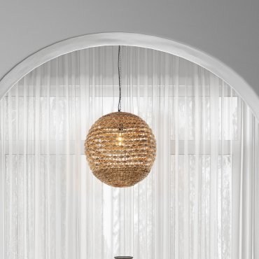 Nova Luce Bola - hanglamp - Ø 51 x 200 cm - natuurlijk en zwart